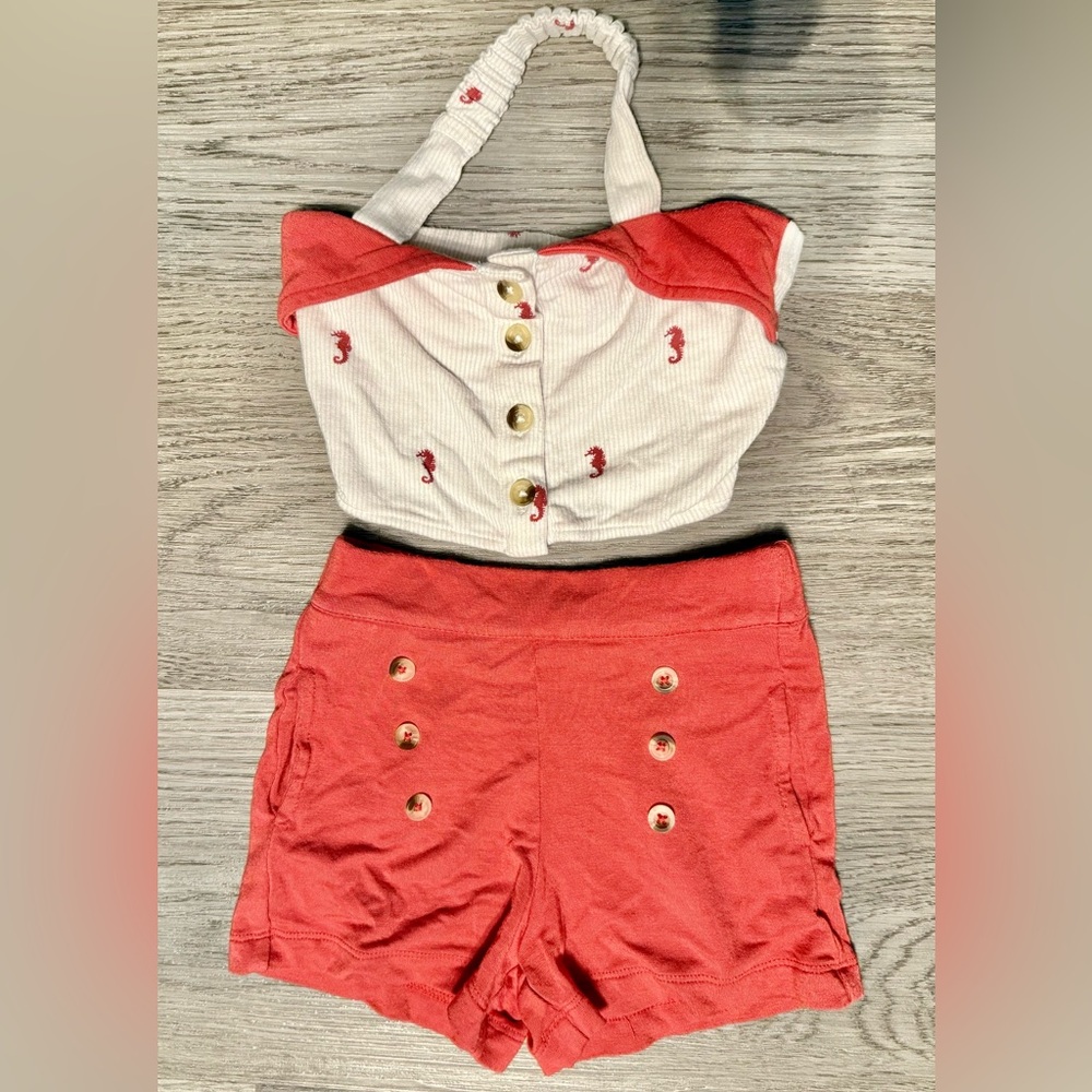 Kate Quinn Halter & Short Seahorse Set 12-18 Months Nautical Sea Ocean